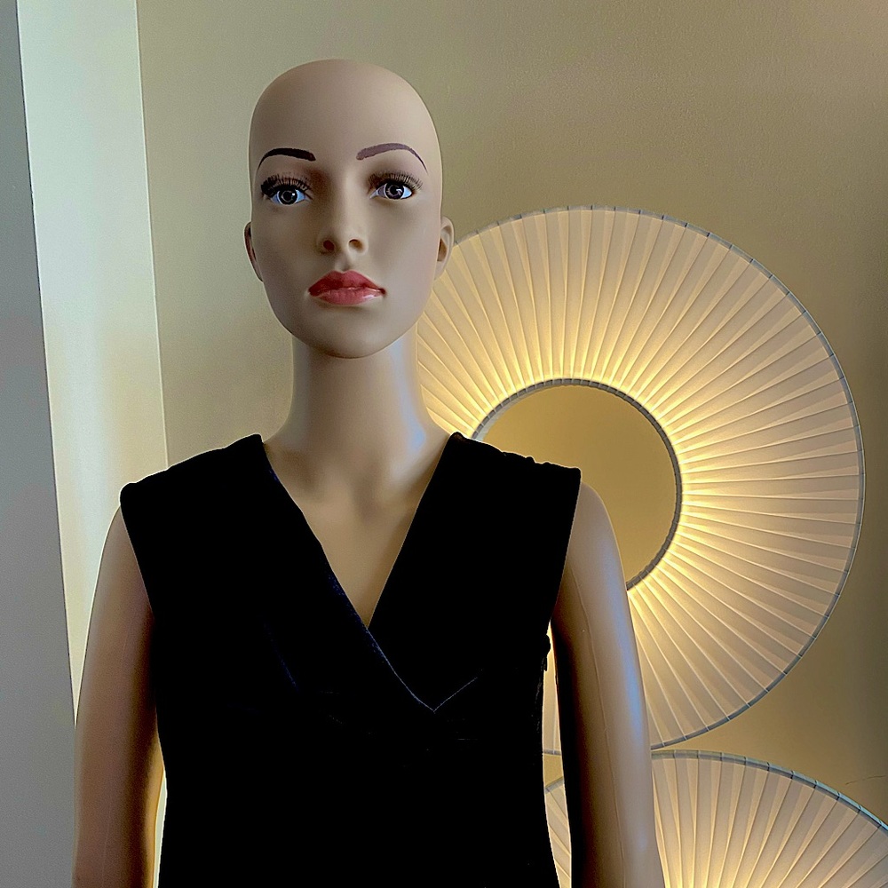 Black velvet winter party dress.  The size is more an 8.  Side zip.  Comfy.